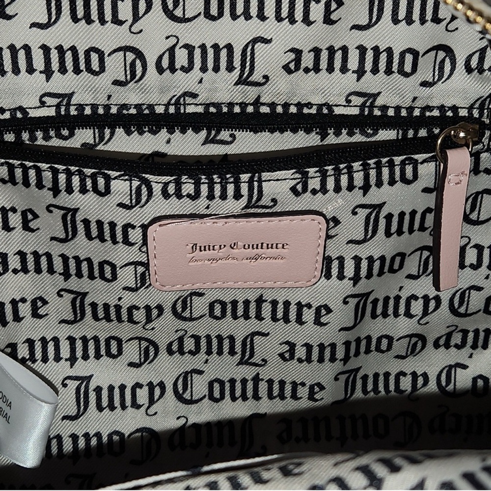 Juicy Couture Beige/ Pink Backpack with Heart Design and Suede Texture - Picture 10 of 11